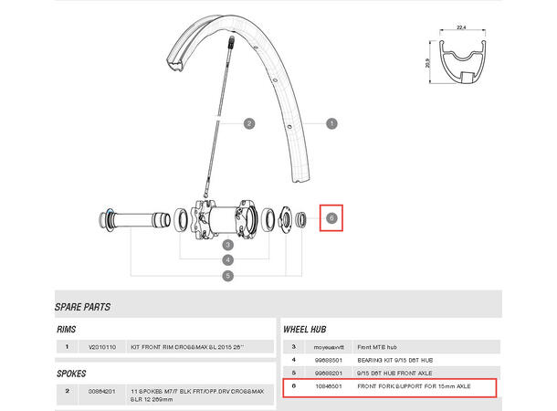 FRONT FORK SUPPORT FOR 15mm AXLE L10846500